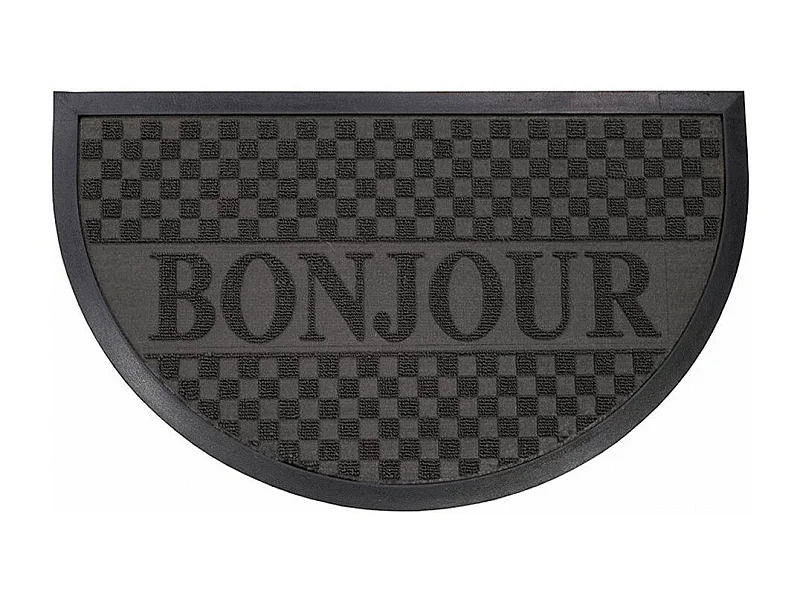 Tapis d'Entrée Demi-Lune "Bonjour" 45x75 cm Noir
