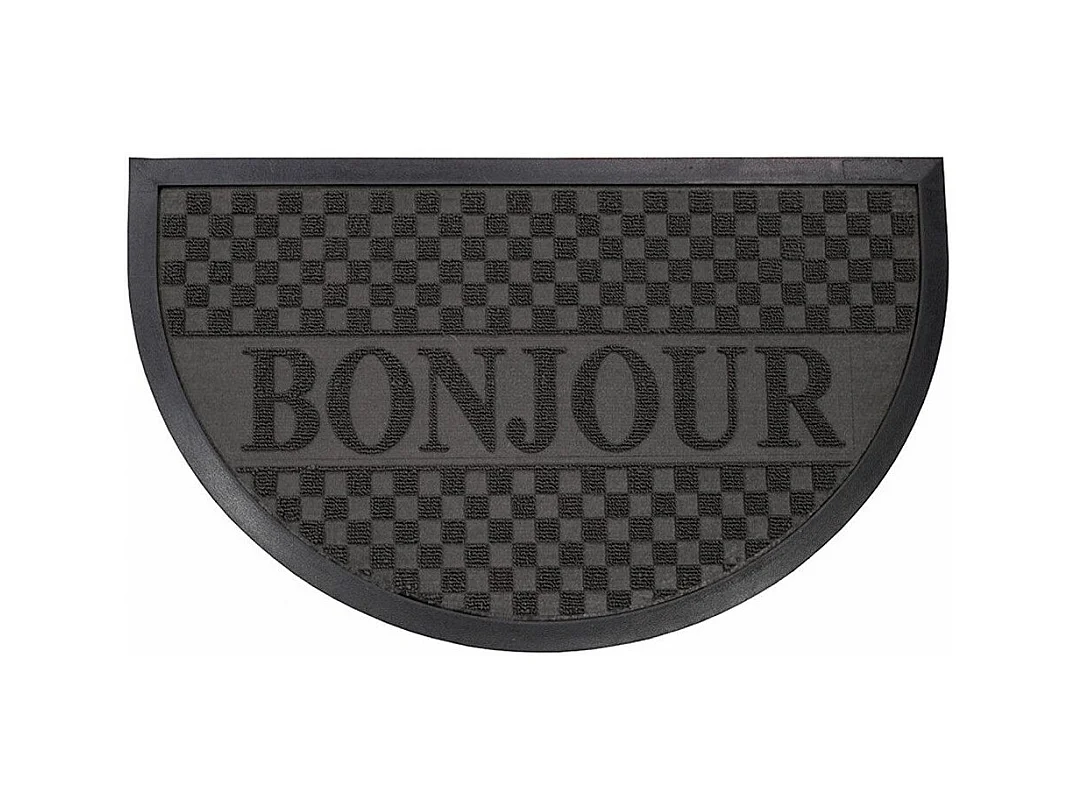 Tapis d'Entrée Demi-Lune "Bonjour" 45x75 cm Noir