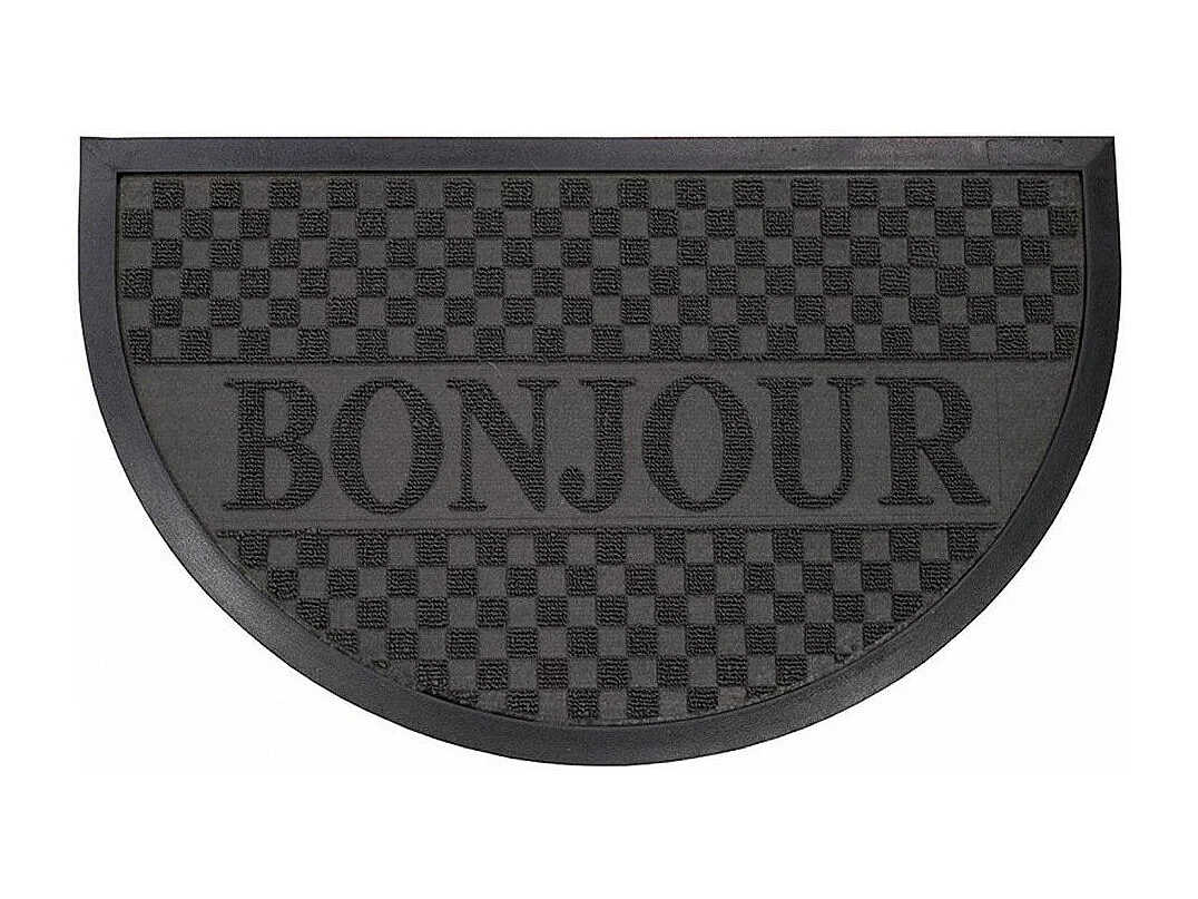 Tapis d'Entrée Demi-Lune "Bonjour" 45x75 cm Noir