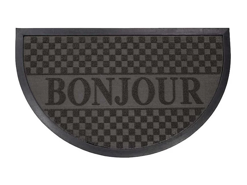 Tapis d'Entrée Demi-Lune "Bonjour" 45x75 cm Noir