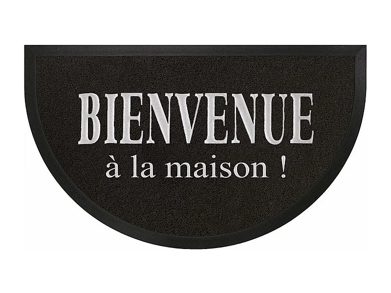 Tapis d'Entrée Demi-Lune "Maison" 45x75cm Noir & Gris