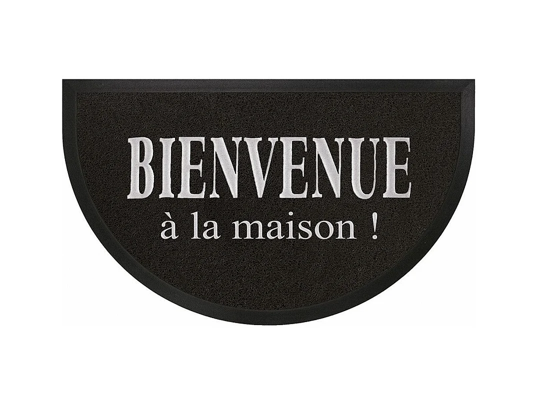 Tapis d'Entrée Demi-Lune "Maison" 45x75cm Noir & Gris
