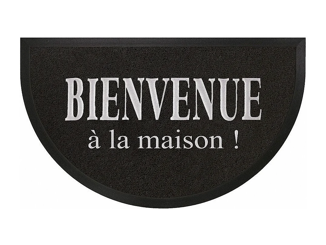 Tapis d'Entrée Demi-Lune "Maison" 45x75cm Noir & Gris
