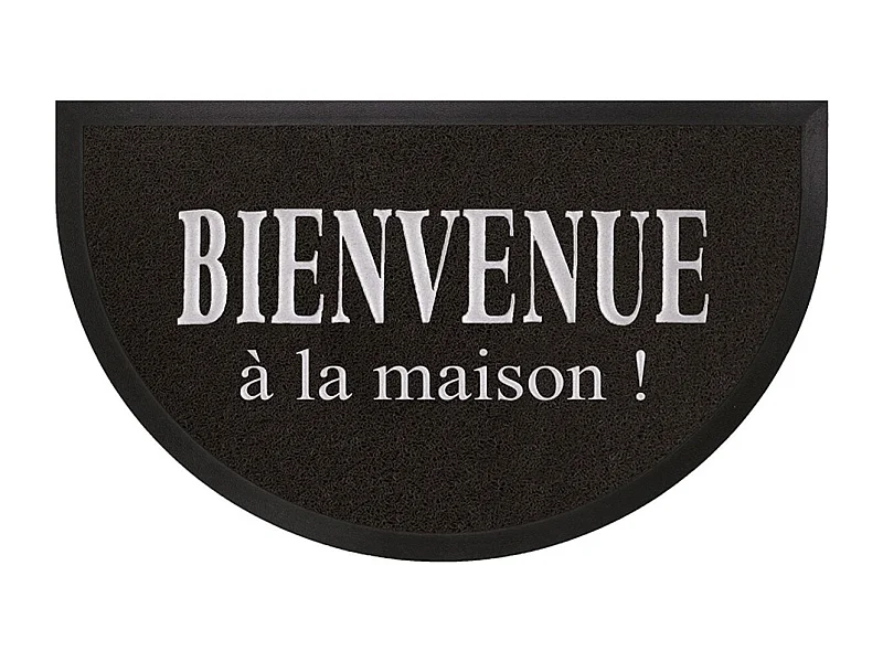 Tapis d'Entrée Demi-Lune "Maison" 45x75cm Noir & Gris