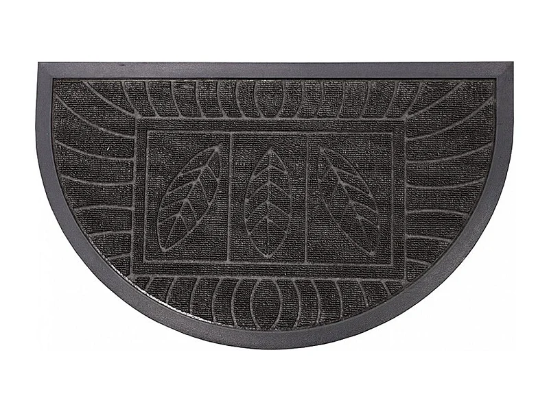 Tapis d'Entrée Demi-Lune "Feuilles" 45x75cm Noir