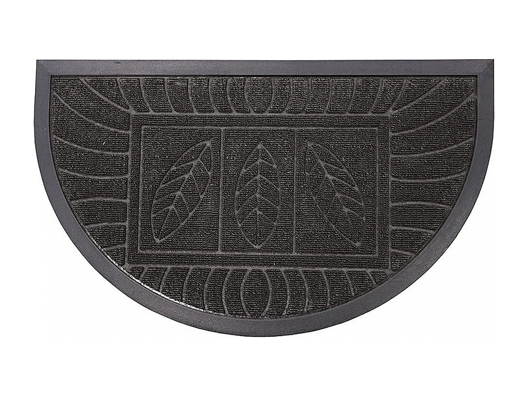 Tapis d'Entrée Demi-Lune "Feuilles" 45x75cm Noir