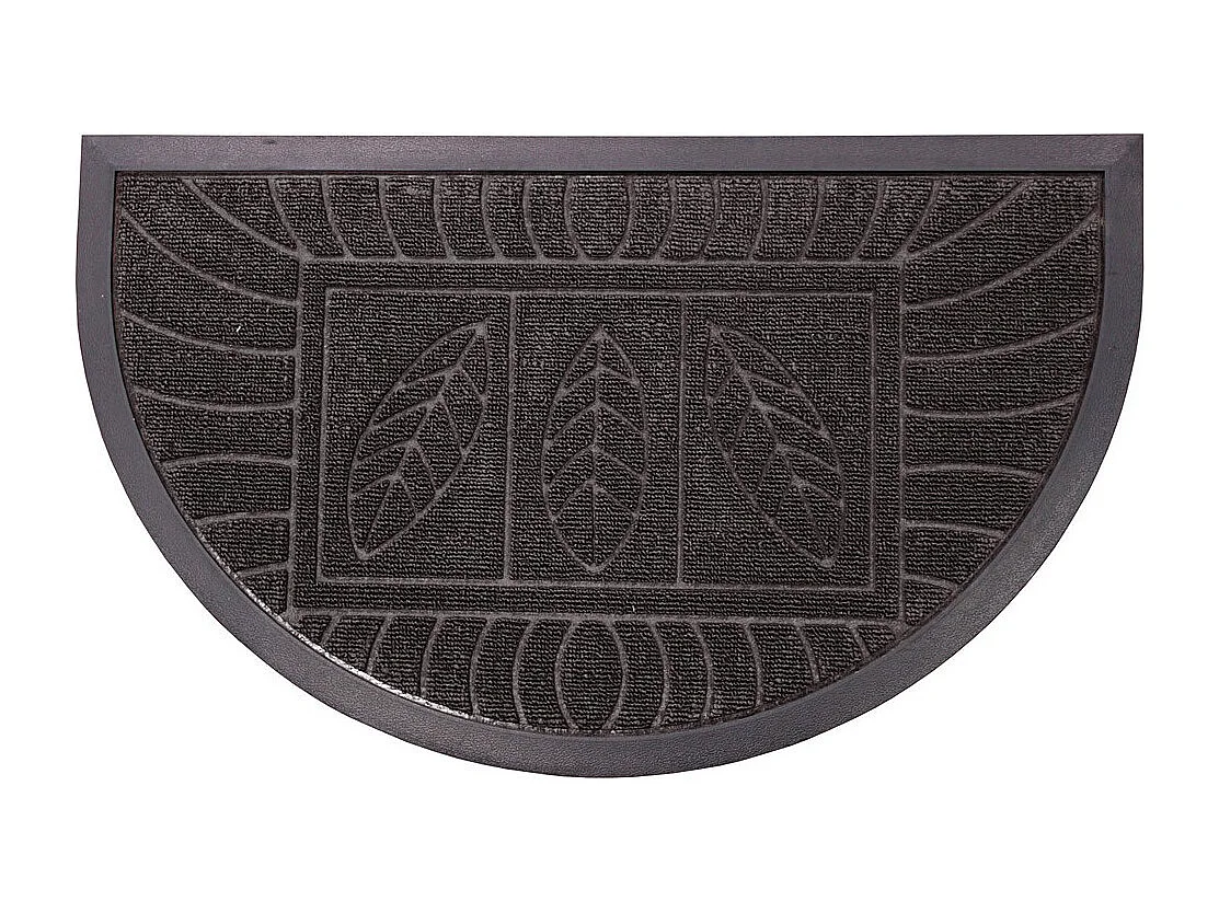 Tapis d'Entrée Demi-Lune "Feuilles" 45x75cm Noir
