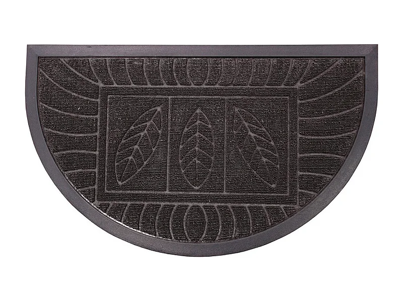 Tapis d'Entrée Demi-Lune "Feuilles" 45x75cm Noir