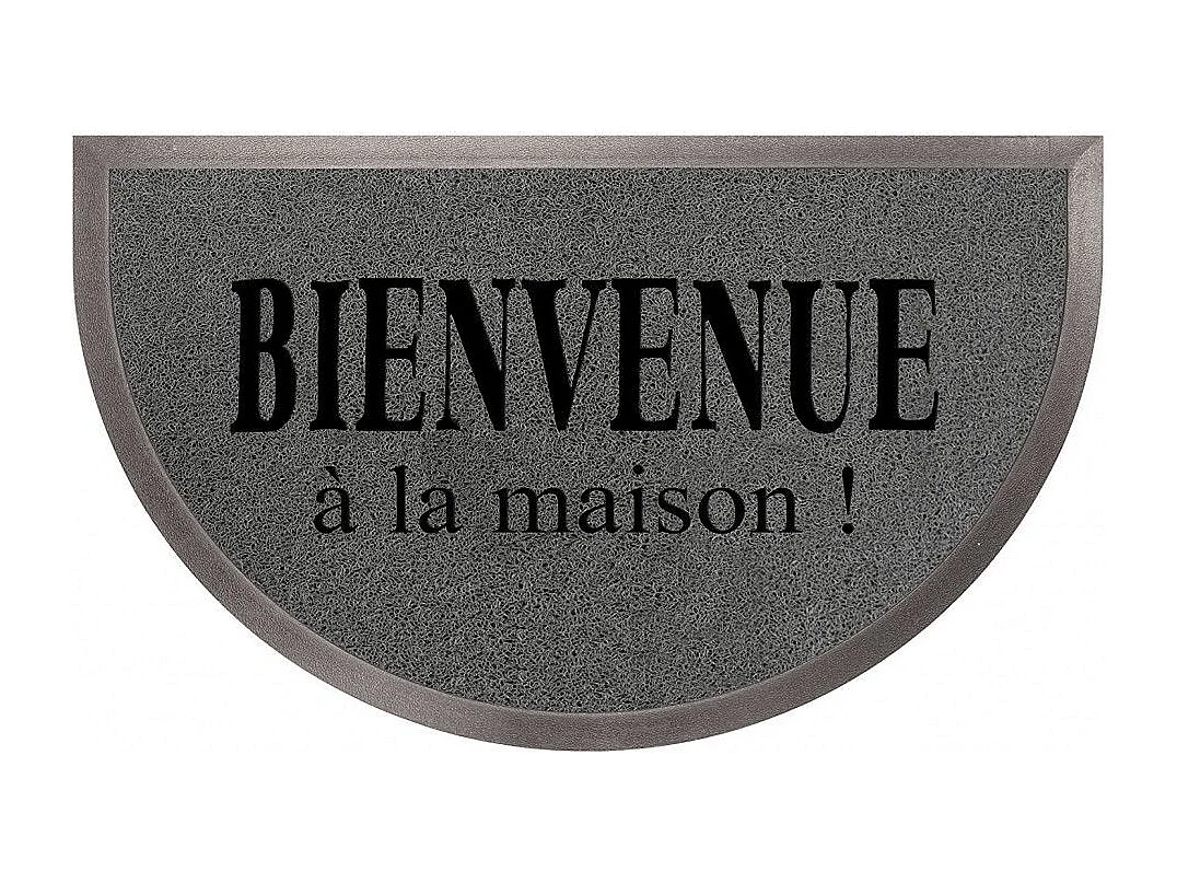 Tapis d'Entrée Demi-Lune "Maison" 45x75cm Gris & Noir