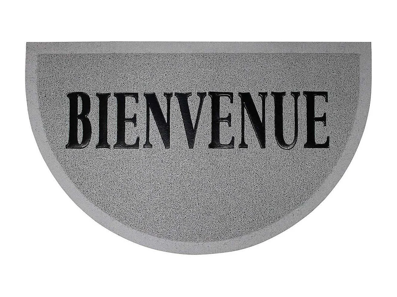 Tapis d'Entrée Demi-Lune "Maison" 45x75cm Gris & Noir