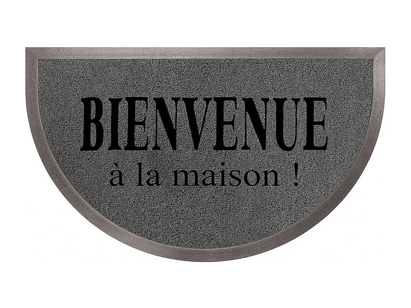 Tapis d'Entrée Demi-Lune "Maison" 45x75cm Gris & Noir