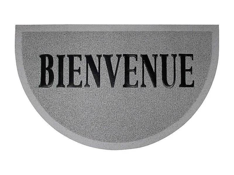 Tapis d'Entrée Demi-Lune "Maison" 45x75cm Gris & Noir
