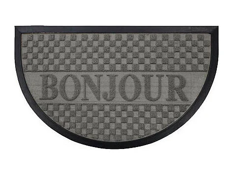 Tapis d'Entrée Demi-Lune "Bonjour" 45x75 cm Gris