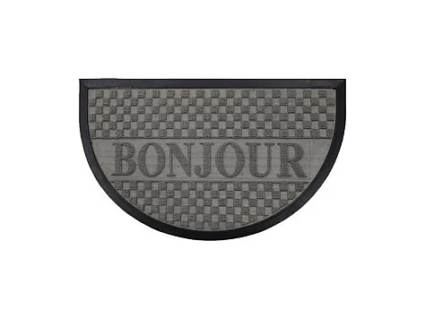Tapis d'Entrée Demi-Lune "Bonjour" 45x75 cm Gris