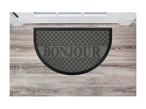 Tapis d'Entrée Demi-Lune "Bonjour" 45x75 cm Gris