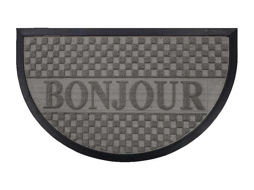 Tapis d'Entrée Demi-Lune "Bonjour" 45x75 cm Gris