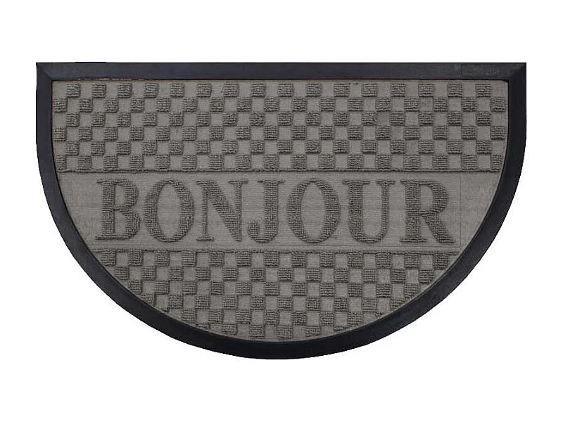 Tapis d'Entrée Demi-Lune "Bonjour" 45x75 cm Gris