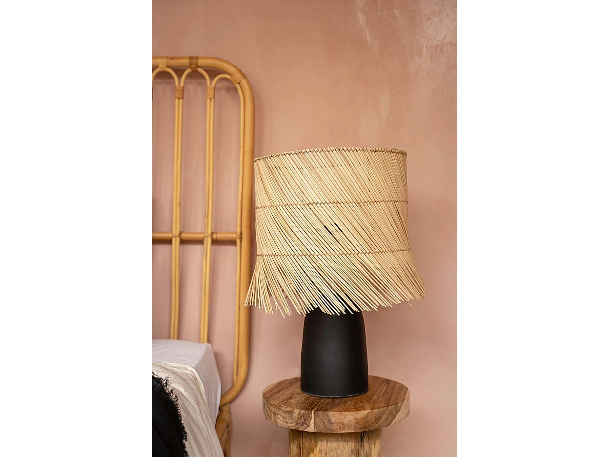 La Lampe De Table Rattan - Noir Naturel