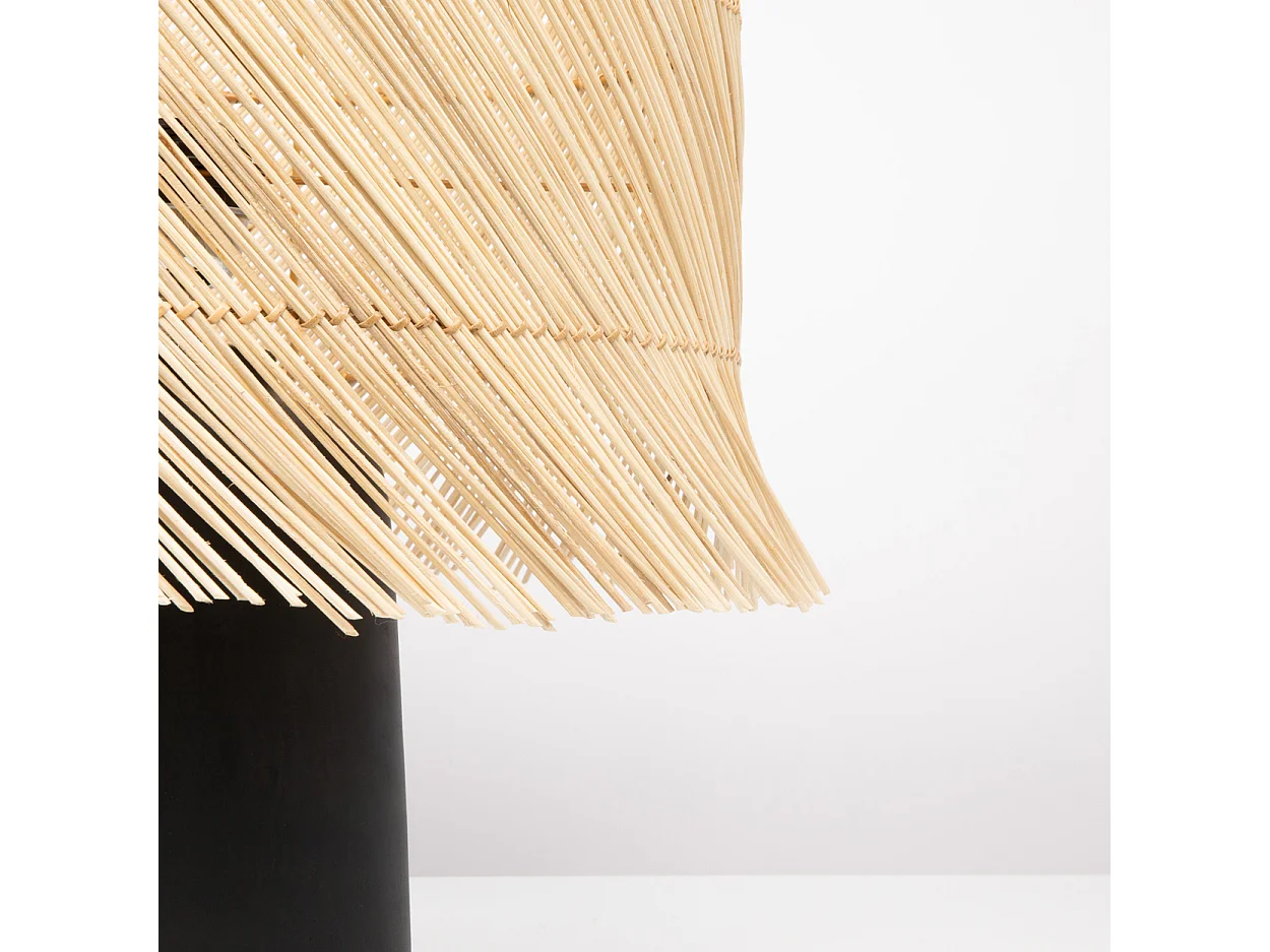 La Lampe De Table Rattan - Noir Naturel