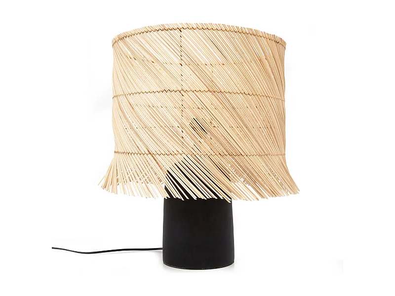 La Lampe De Table Rattan - Noir Naturel