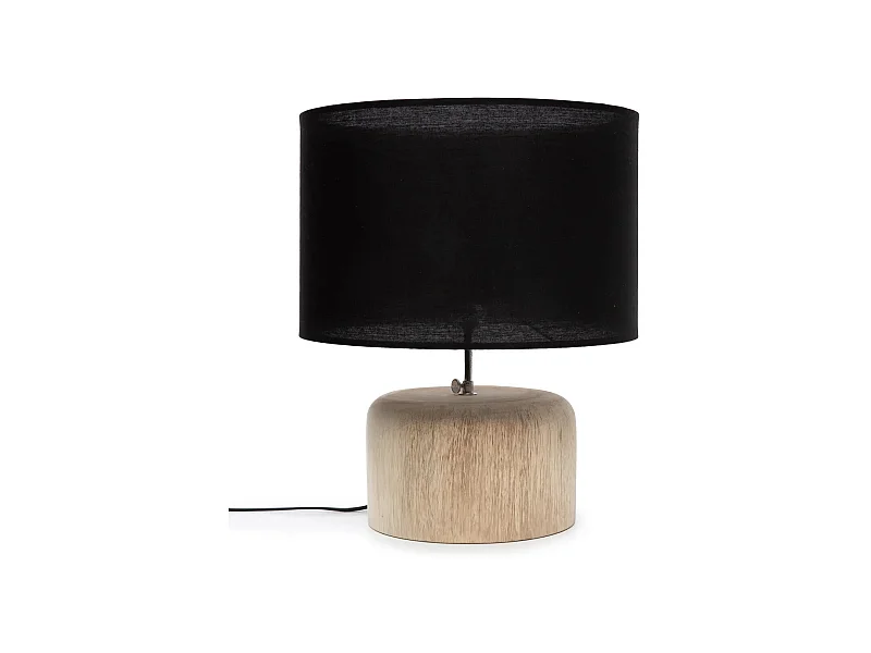 Die Teak Wood Tischlampe - Natur Schwarz
