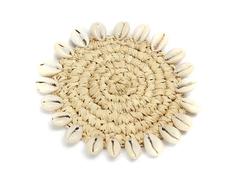 De Raffia Shell Onderzetter - Naturel