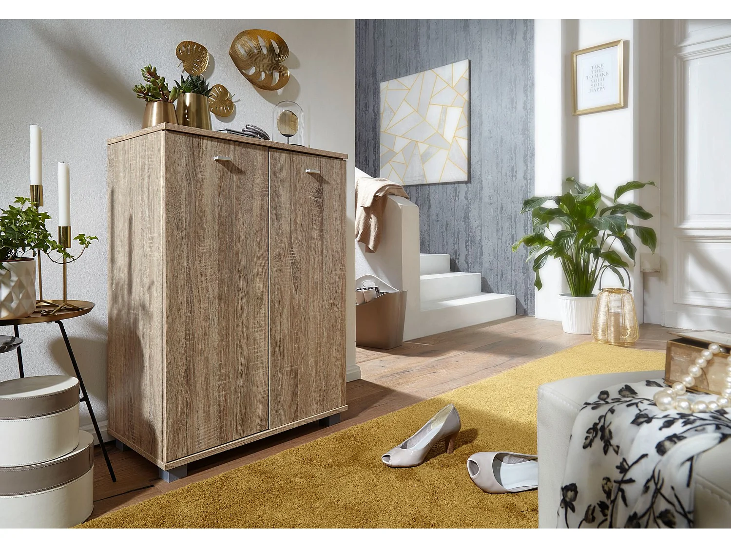 Meuble à chaussures design NIMES bois moderne Sonoma 12 paires de chaussures 4 compartiments 2