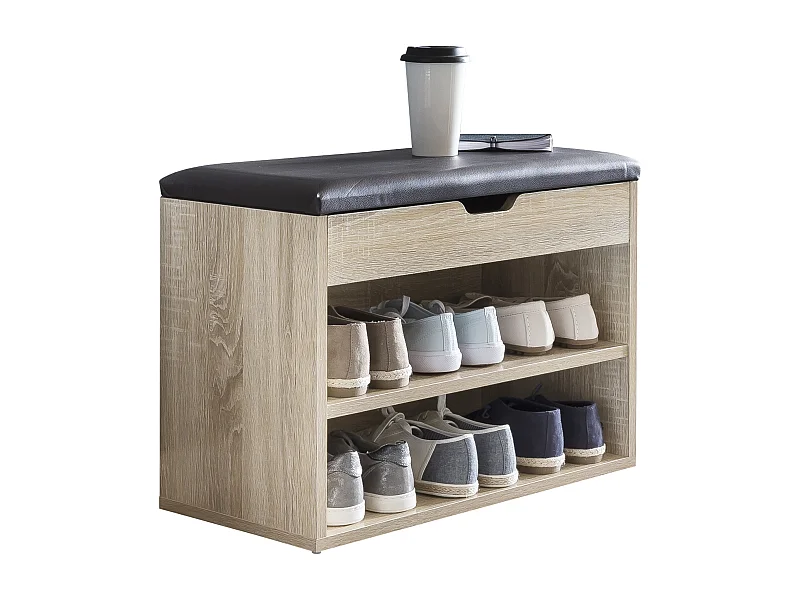 SOFIA met zitting Sonoma  hout 60 x 40 x 30 cm | Houten bank klein gestoffeerd | Bank smalle gang met bergruimte | Borst bank meubilair op de borstkas hal