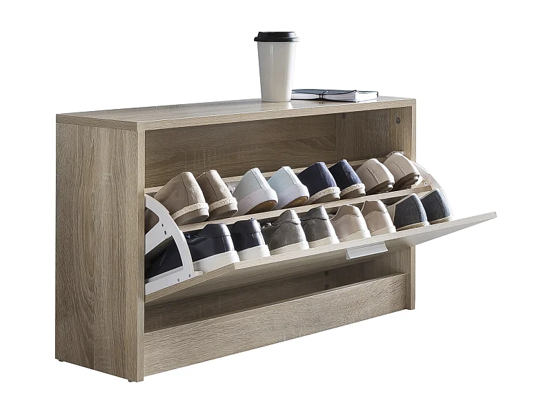 met zitje Sonoma eiken  80 x 47 x 24 cm | Flurbank klein gesloten | Bank smalle gang met bergruimte | Schoenenkast enkel bankje bankje bank hal meubilair