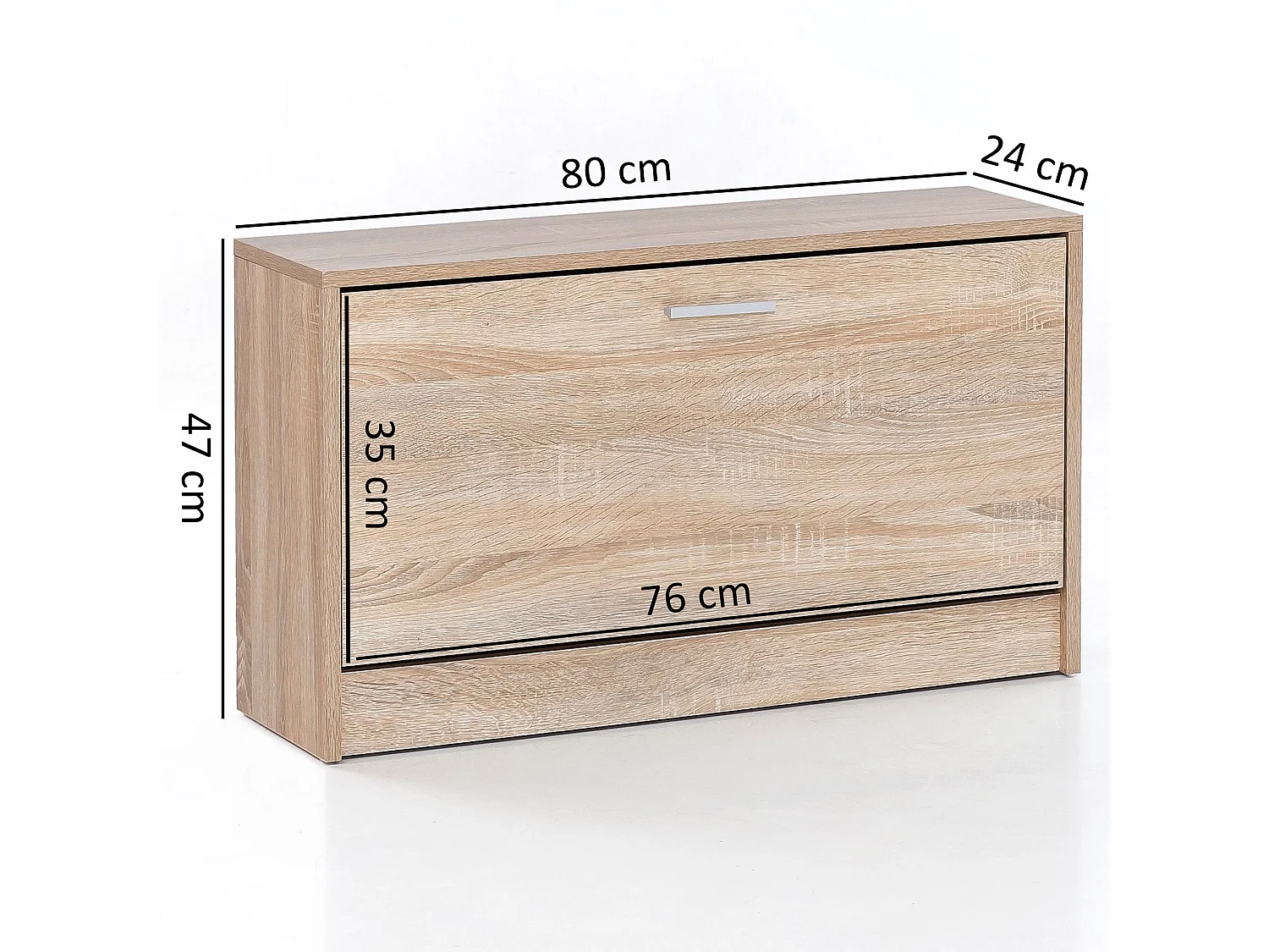 met zitje Sonoma eiken  80 x 47 x 24 cm | Flurbank klein gesloten | Bank smalle gang met bergruimte | Schoenenkast enkel bankje bankje bank hal meubilair