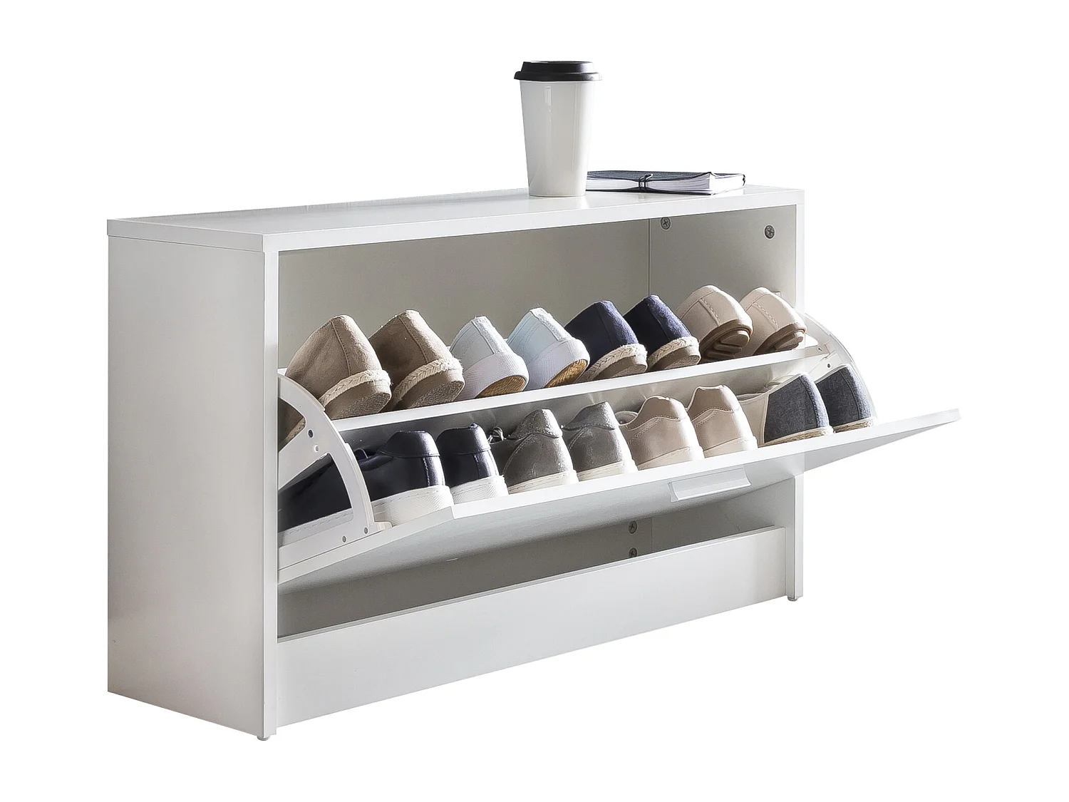 Banc à ZOEY avec siège Blanc Shoe Dumper à chaussures en bois 80 x 47 x 24 cm | Banque couloir