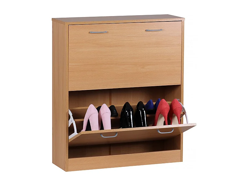 chaussure Benne SARAH hêtre mat 2 compartiments 75 x 87 x 24 cm | Meuble de chaussures en bois