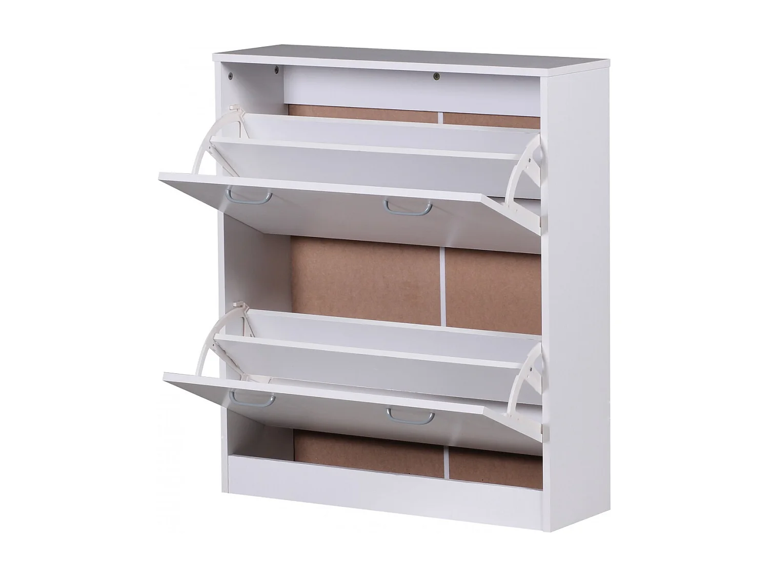 schoen Kiepwagen SARAH wit mat 2 compartimenten 75 x 87 x 24 cm | Ontwerp van de klomp kast voor het werk | Schoen dressoir modern met berging