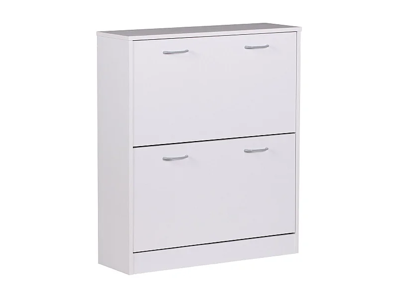 schoen Kiepwagen SARAH wit mat 2 compartimenten 75 x 87 x 24 cm | Ontwerp van de klomp kast voor het werk | Schoen dressoir modern met berging