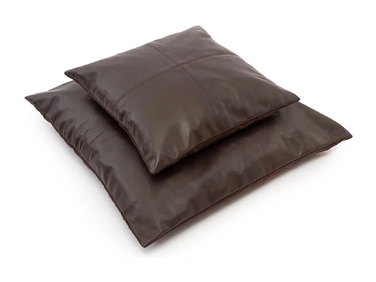 De Four Panel Leather Kussenhoes - Chocolade - 60x60
