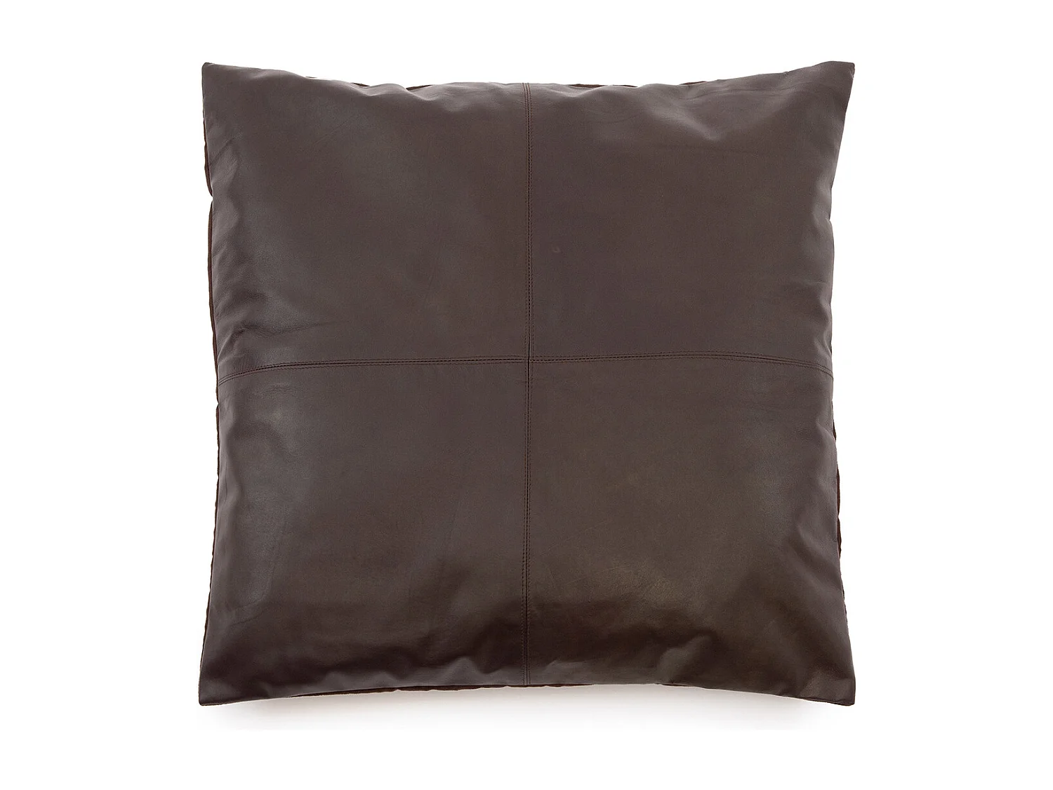 La Housse De Coussin Cuir Quatre Panneaux - Chocolat - 60x60