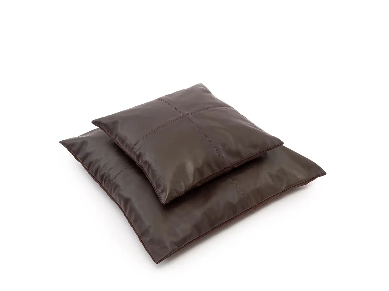 La Housse De Coussin Cuir Quatre Panneaux - Chocolat - 60x60