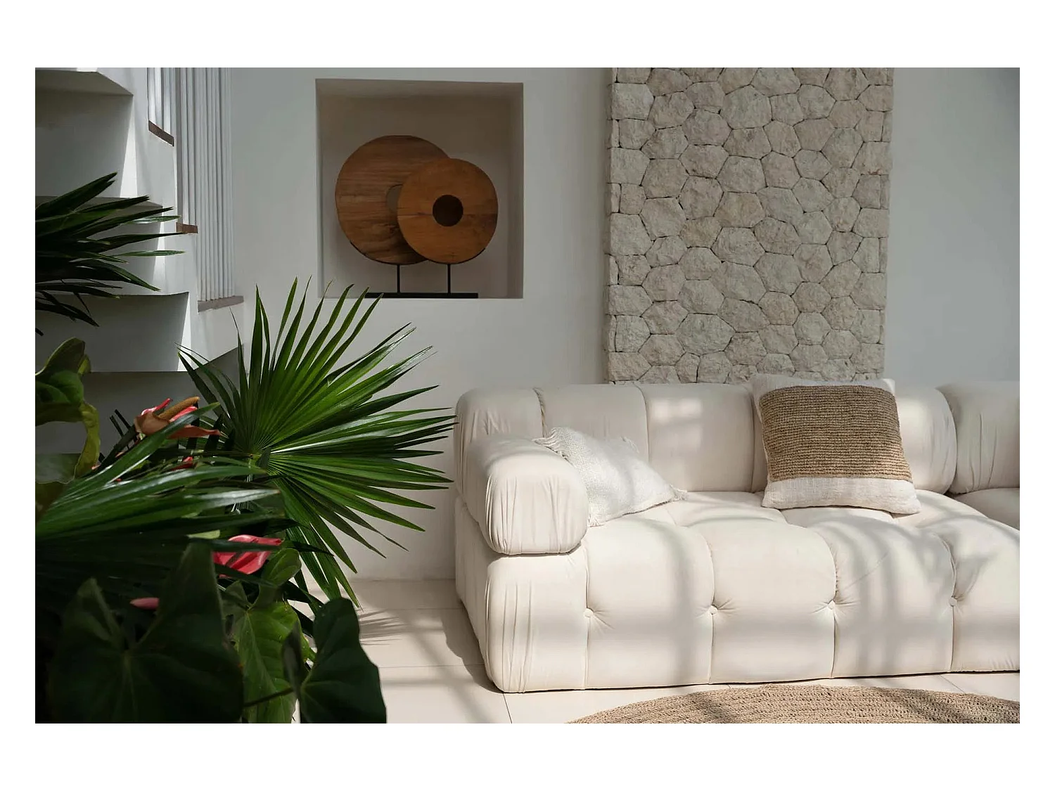 Housse De Coussin Raffia Stamp - Naturel