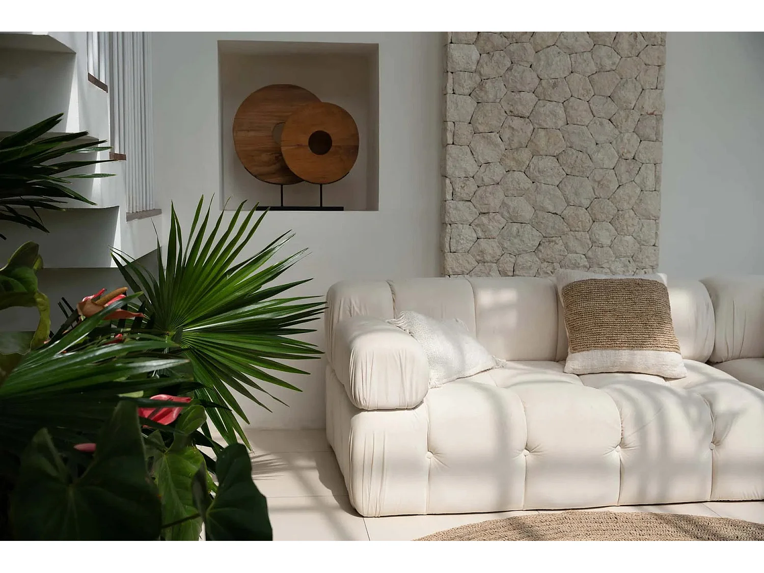 Housse De Coussin Raffia Stamp - Naturel