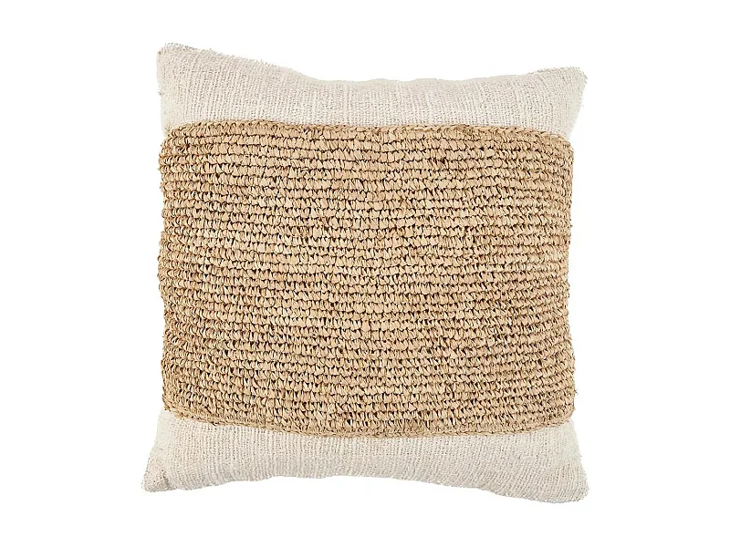 Housse De Coussin Raffia Stamp - Naturel