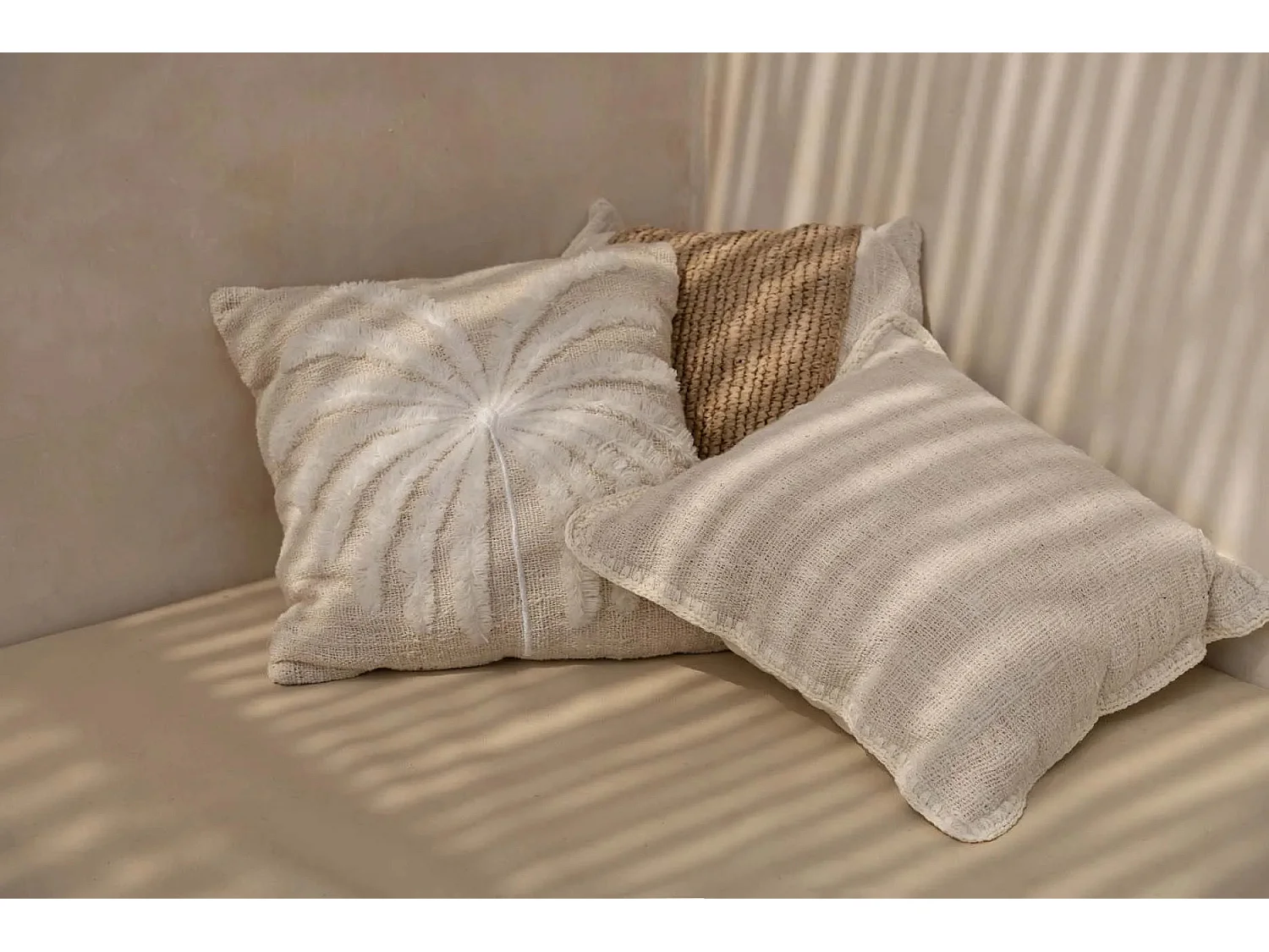 De Isla Palm Kussenhoes - Naturel Wit