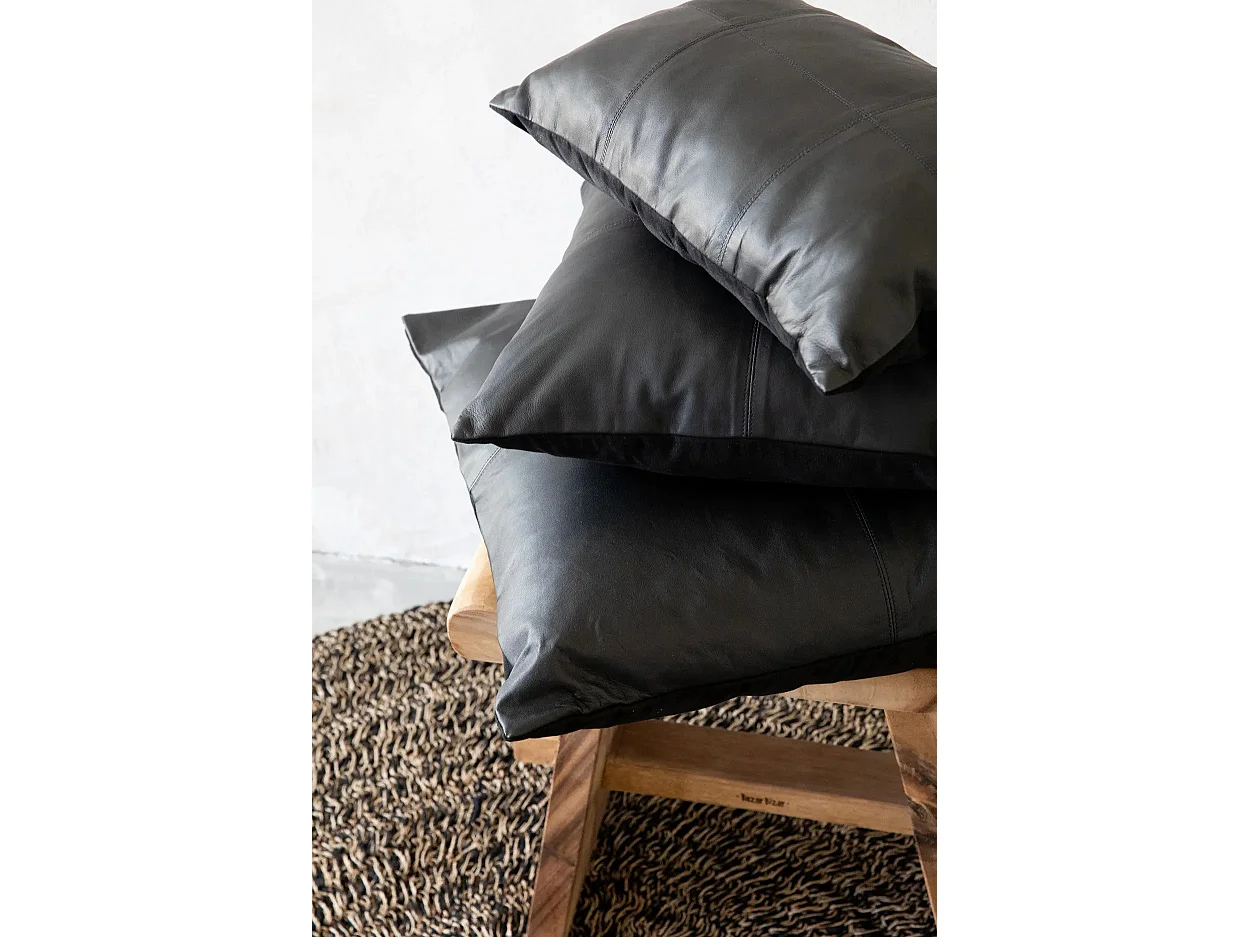 Der Vierteilige Leder Kissenbezug - Schwarz - 60x60
