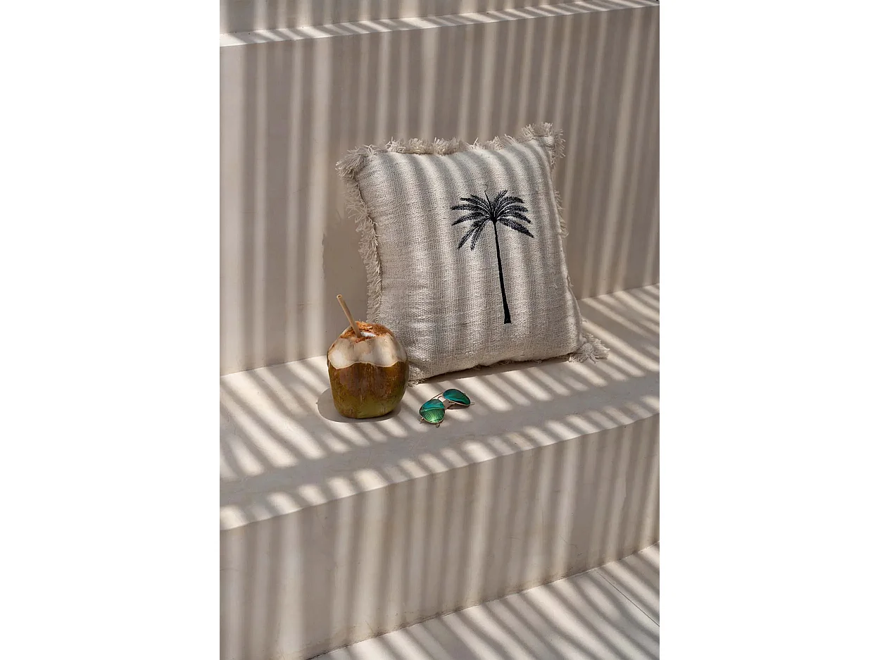 De Gili Palm Kussenhoes - Naturel Zwart