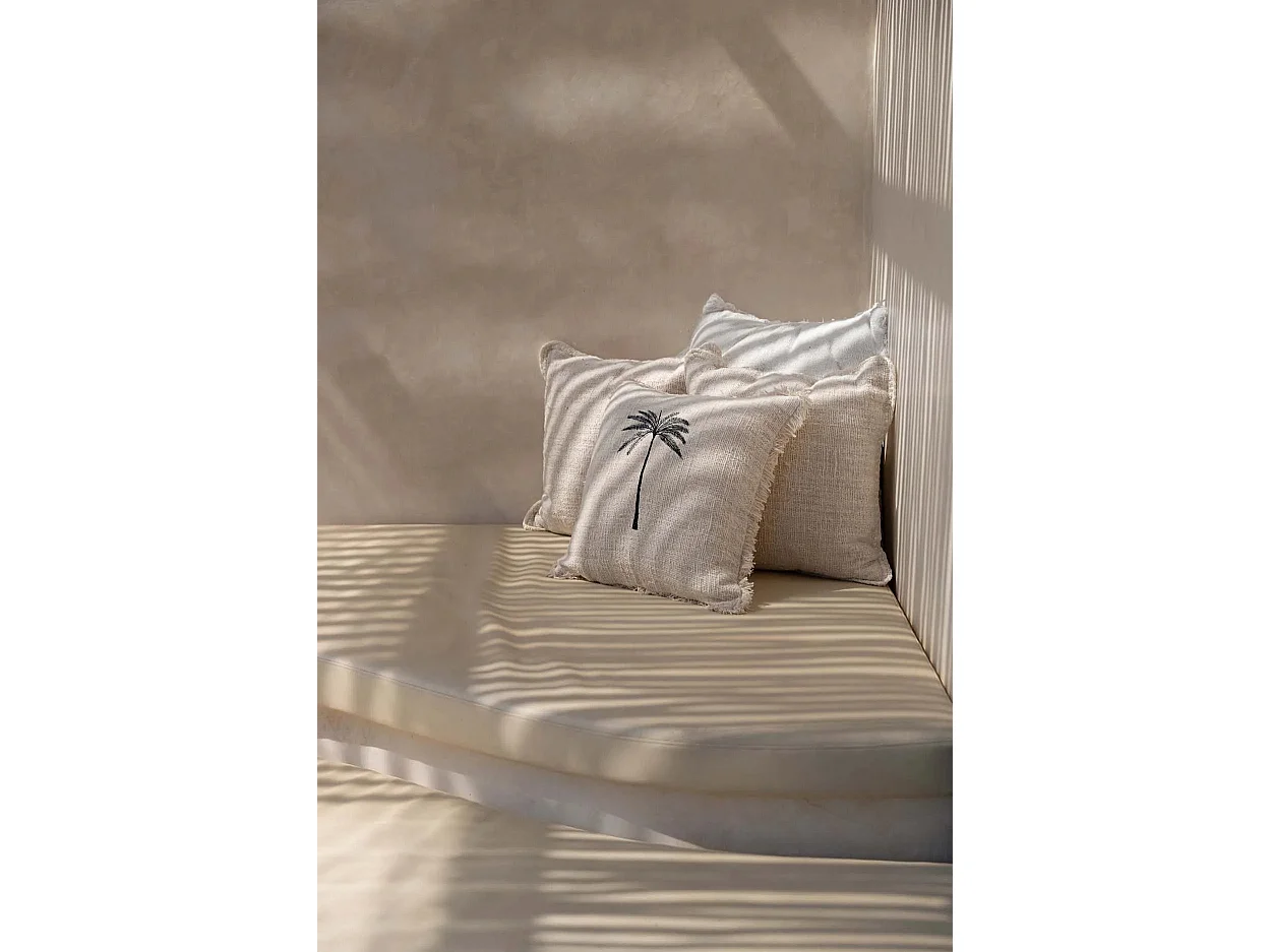 De Gili Palm Kussenhoes - Naturel Zwart