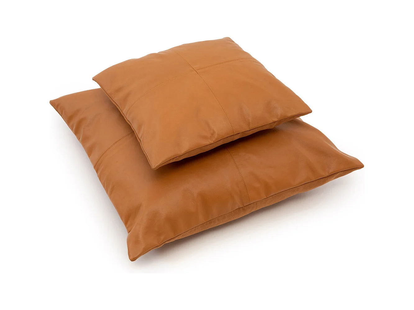 De Four Panel Leather Kussenhoes - Camel - 60x60