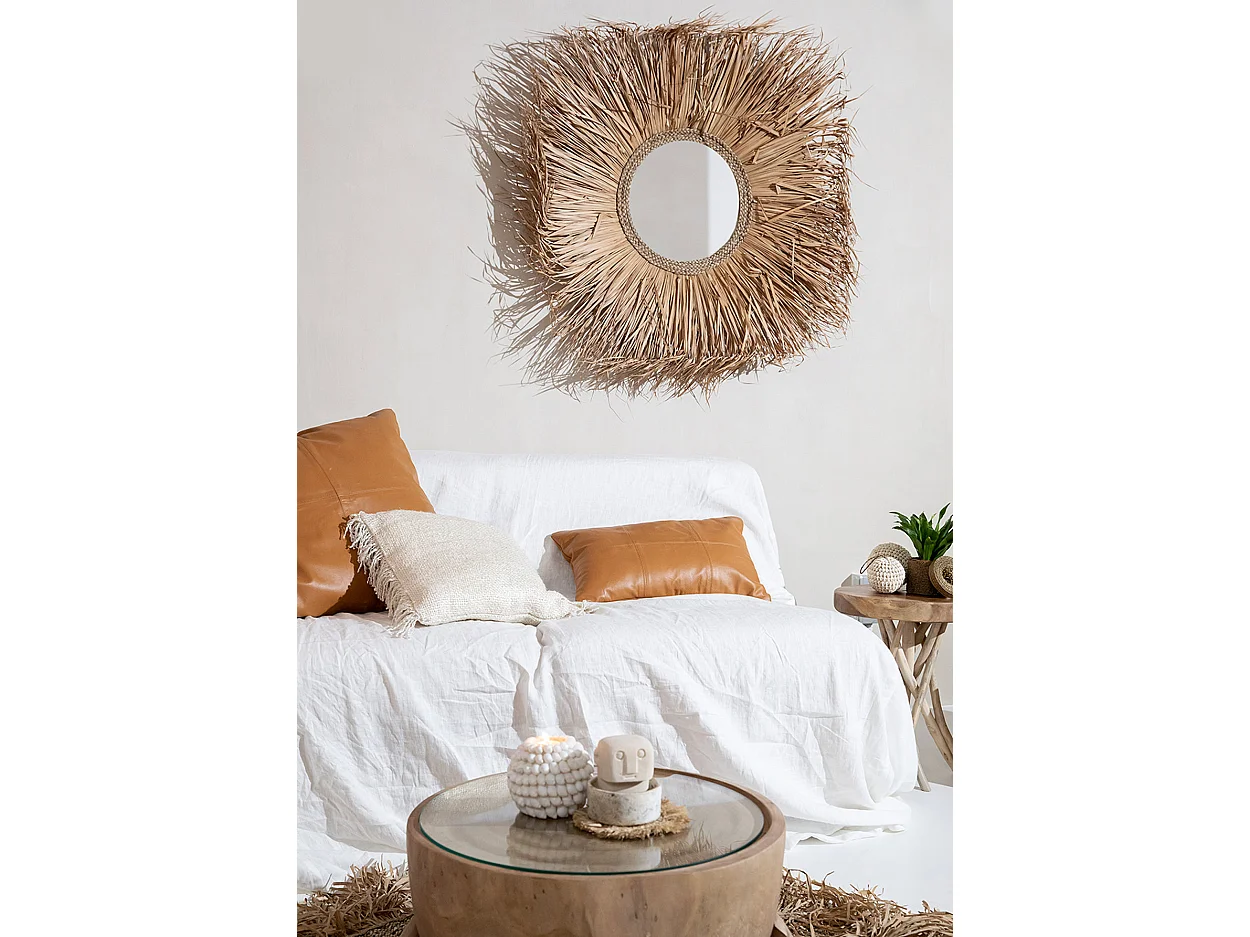 De Four Panel Leather Kussenhoes - Camel - 60x60