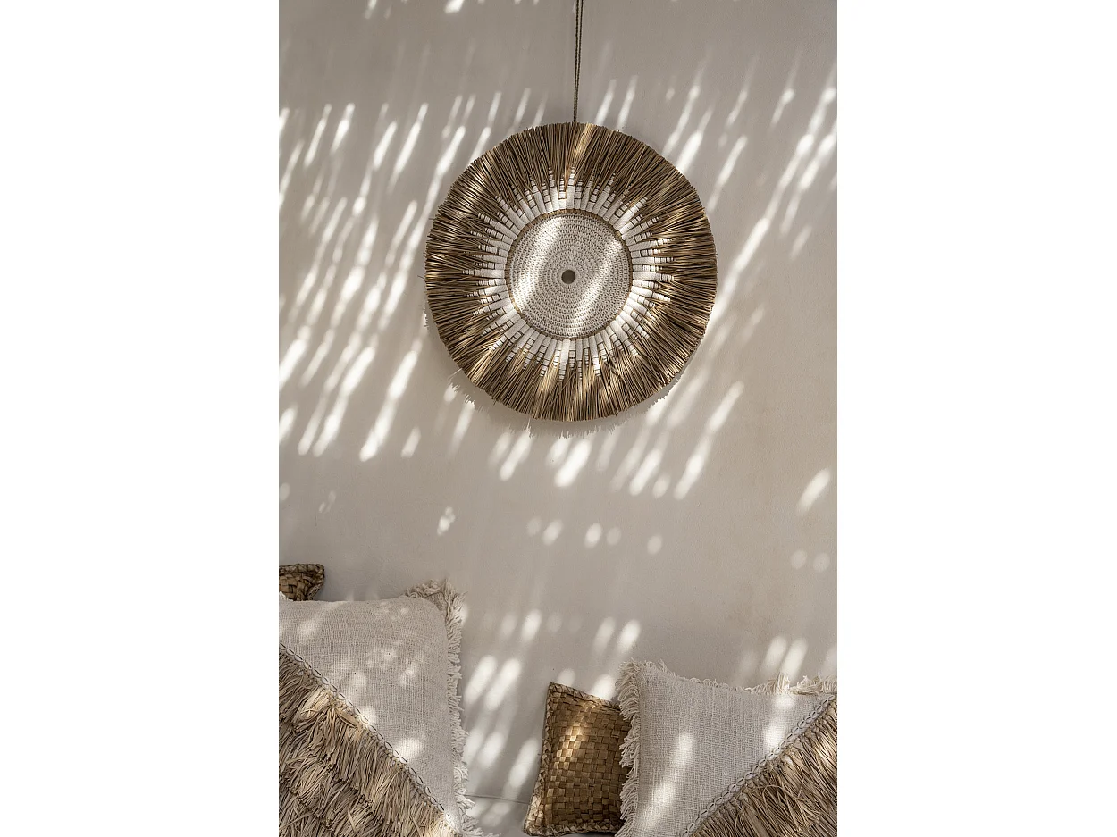 Wanddeko Makramee Raffia - Naturweiß