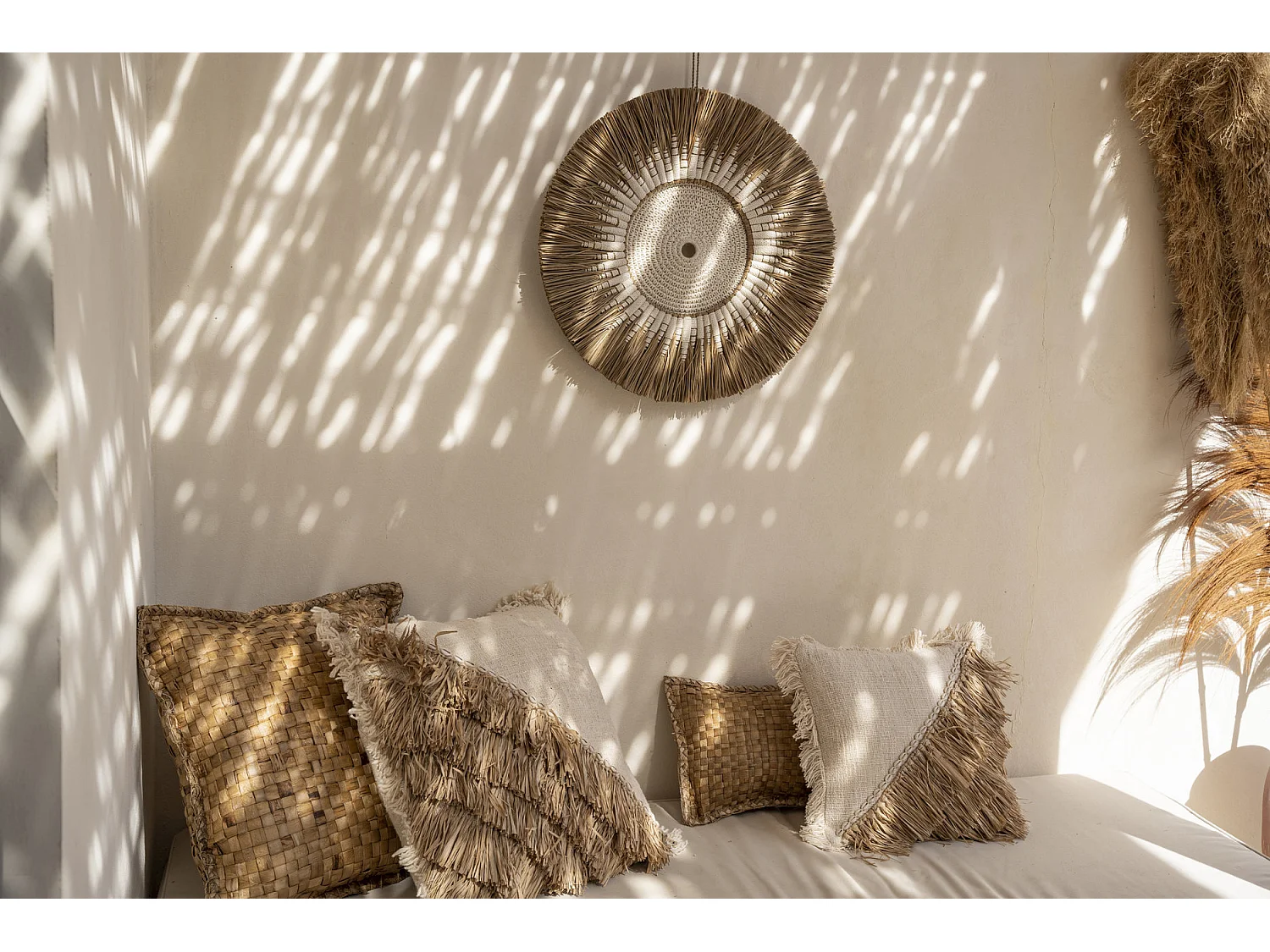 Déco Murale Macramé Raffia - Blanc Naturel