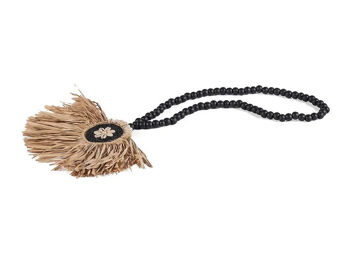 De Raffia Mahkota Tassel - Naturel Zwart