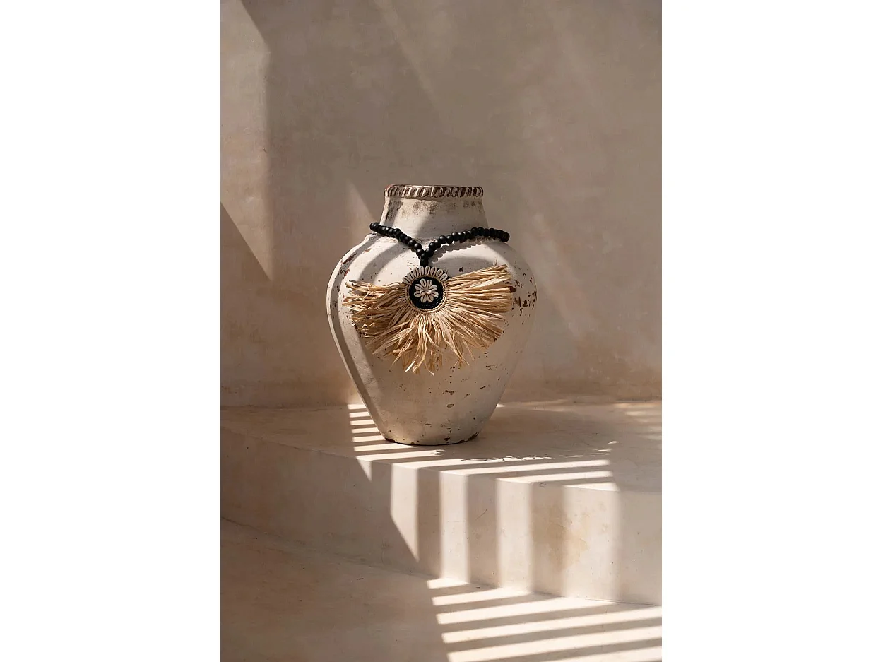 De Raffia Mahkota Tassel - Naturel Zwart